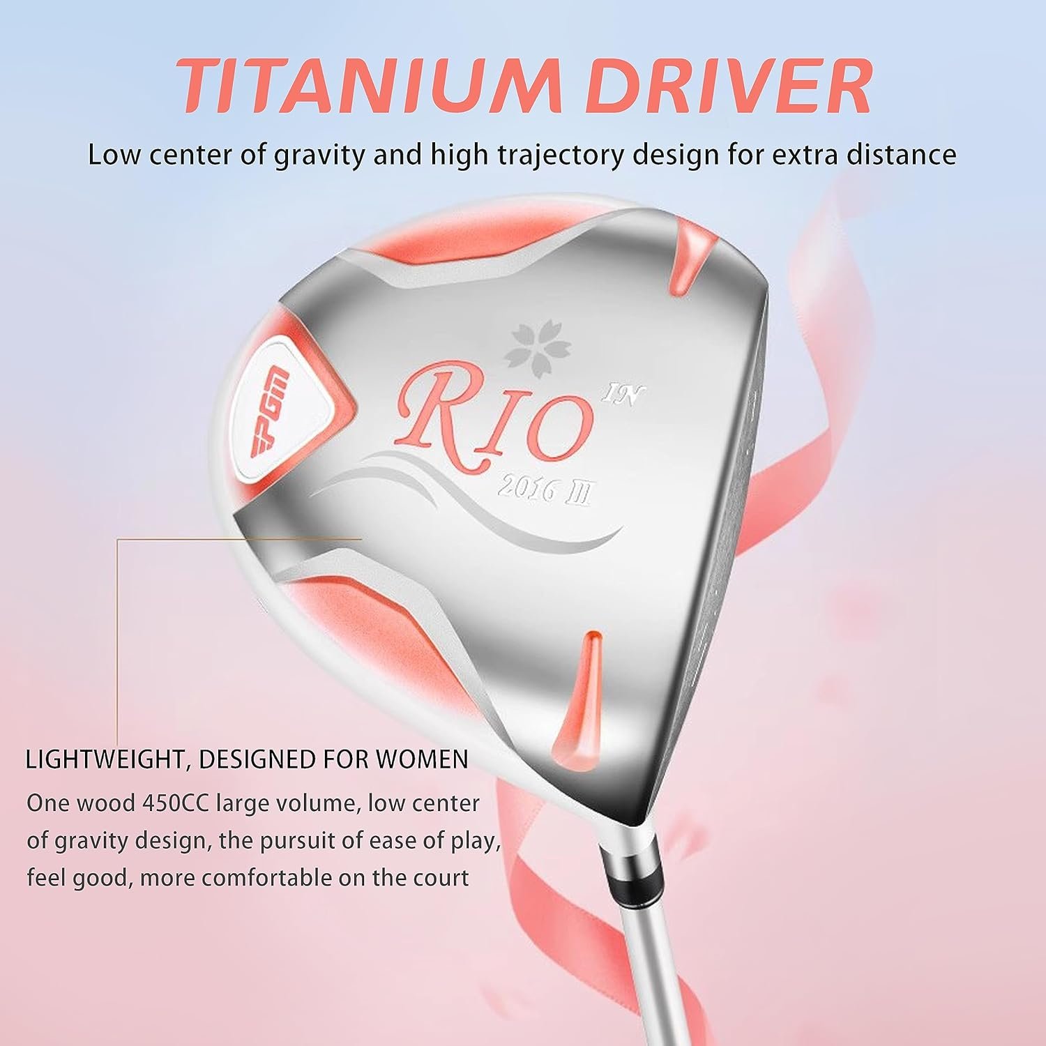 PGM Womens 4-Piece Golf Club Set, Right Handed Golf Clubs with Golf Bag, Titanium Driver, Irons  Putter, Lightweight Graphite Shafts, Beginner Ladies Golf Starter Set