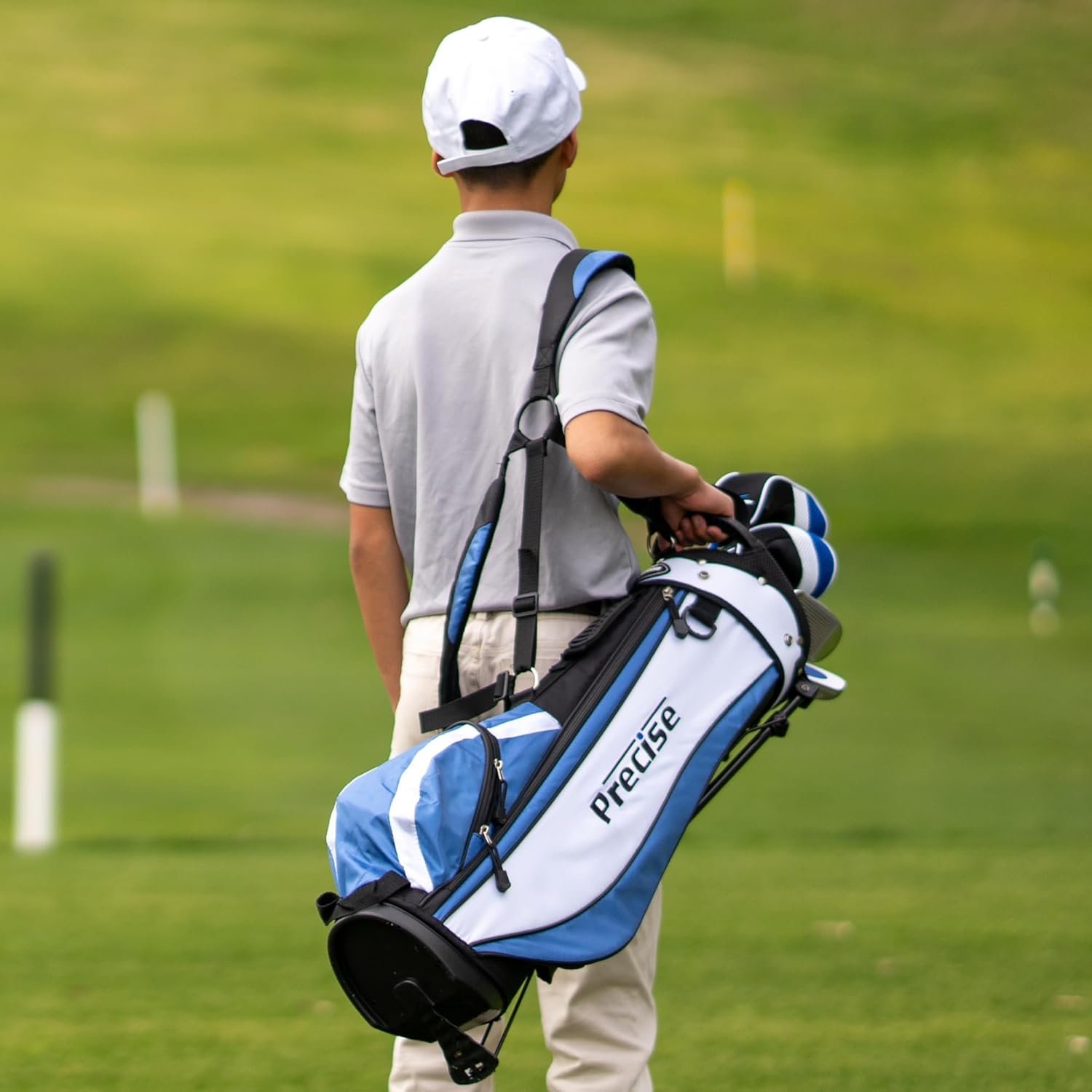 Precise X7 Kids Golf Clubs Set – Boys’  Girls’ Junior Golf Set with Lightweight Graphite Shafts, Hybrid, Putter  Stand Bag