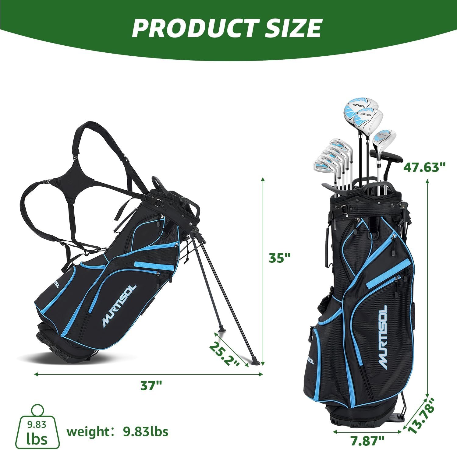 XDriveMax Pieces Golf Clubs Full Set Mens Right Hand,Golf Set Includes Stand Bag with Rain Hood, 1#Driver 3#Wood #5 Hybrid,with Head Covers, 6# 7# 8# 9# PW# Irons and Putter