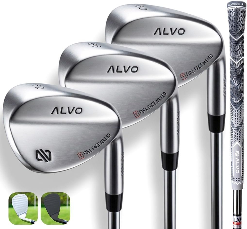 ALVO GOLF - Premium Full Face Golf Wedges, Golf Wedge Set and Singles, Wedges/56/60/70 Degree,Lob,Gap,Sand Golf Club for Men, Premium Grip, Right Hand, max Spin