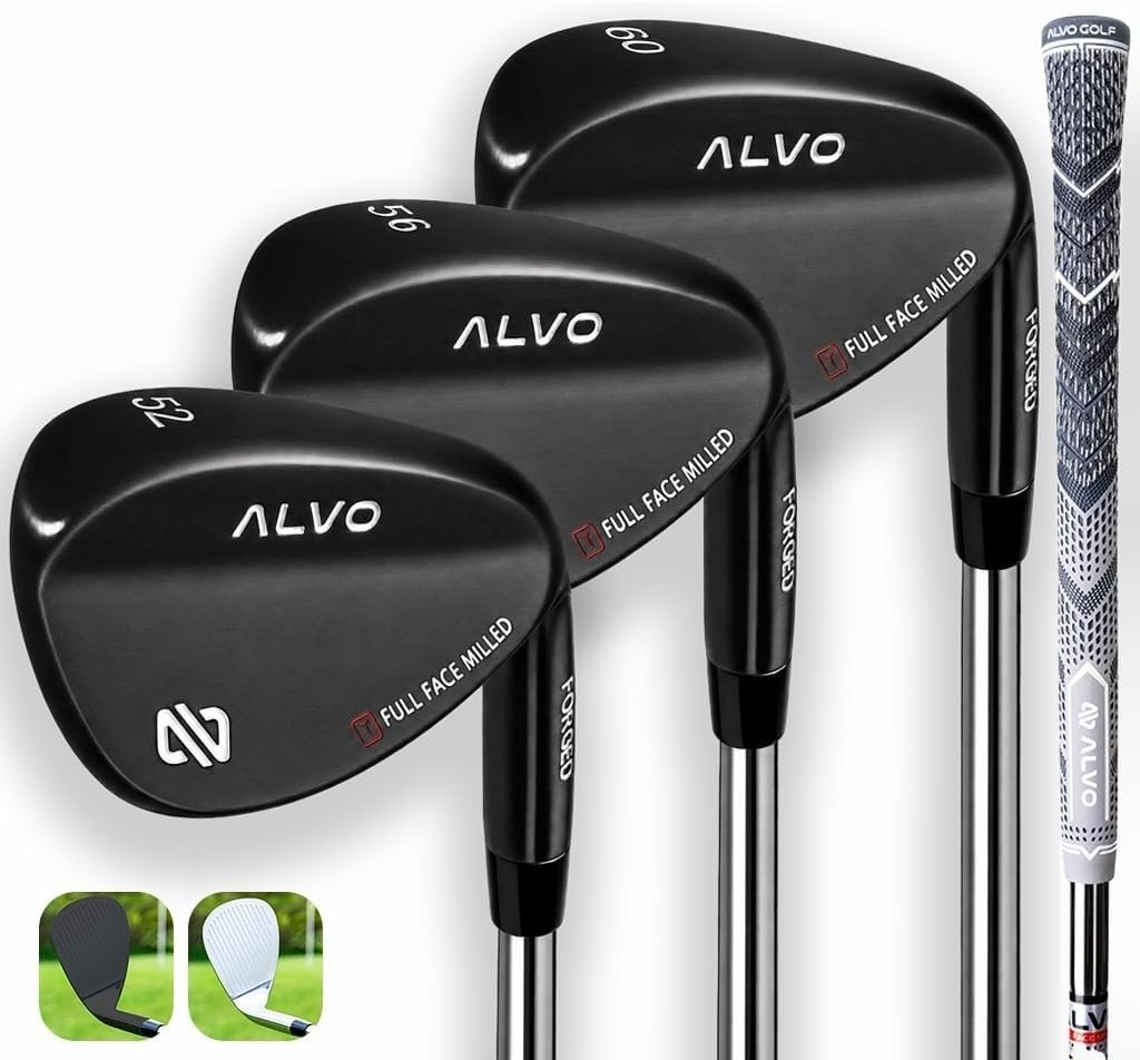 ALVO GOLF - Premium Full Face Golf Wedges, Golf Wedge Set and Singles, Wedges/56/60/70 Degree,Lob,Gap,Sand Golf Club for Men, Premium Grip, Right Hand, max Spin